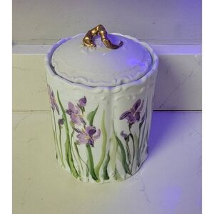 Vintage Limoges Hand Painted Small Canister 6"